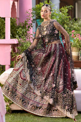 3Pc Suit – Embroidered Printed Raw Silk Unstitched with Net Panels Emara By Nureh