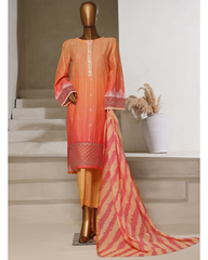 3-PC Stitched Embroidered Digital Printed lawn By Hztextiles | PSJ-028