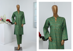 11 - 2PC Stitched basic lawn Gold print By Bin Saeed