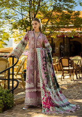 ELK-05B FIA | 3Pc Unstitched Suit Lawn Collection Prints Chikankari By Elaf Premium