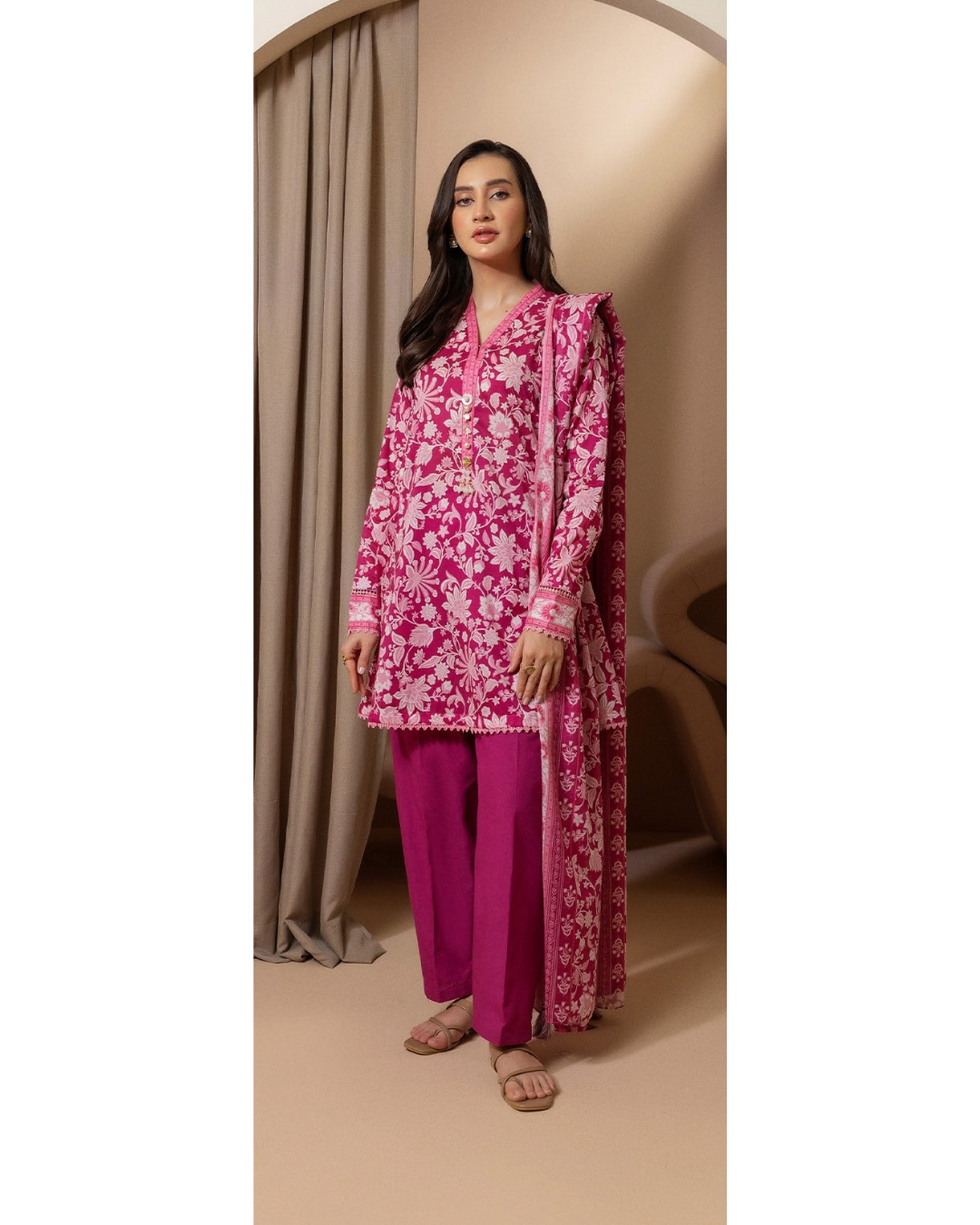 3-PC unstitched Printed Lawn By Zellbury | 0181