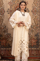 SF-225 | 4PC Unstitched Suit Chikenkari Lawn Shafaq By Johra