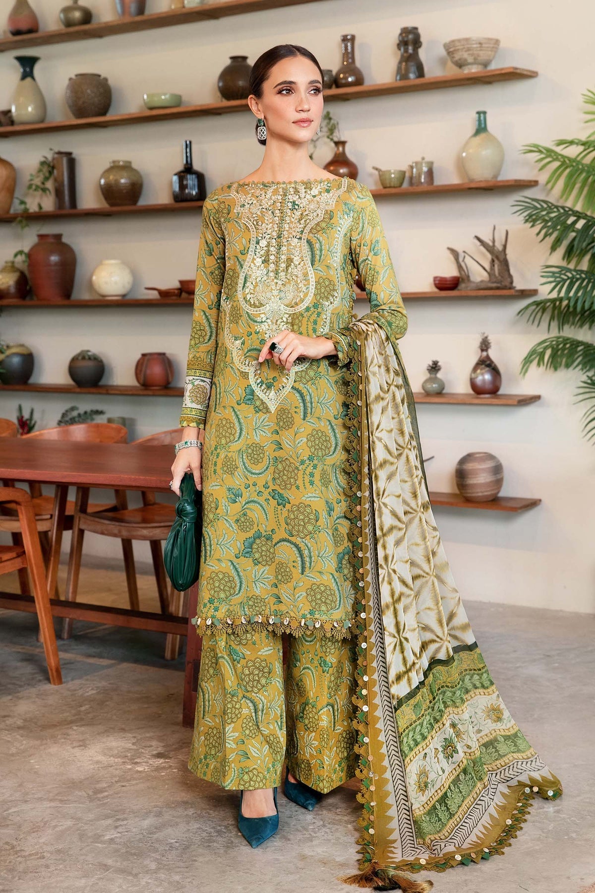 MPT-2513-B | 3Pc Unstitched Suit Printed Lawn Spring Summer 25 M Print By Maria B