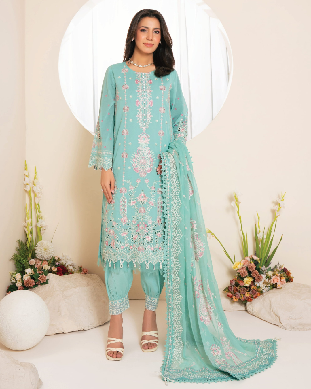 3-PC Unstitched Embroidered Swiss Voil By Johra | JS - 15
