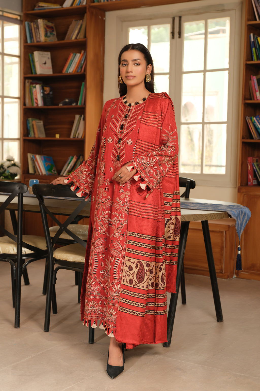 JH-766 | 3 Pc Unstitched Suit Embroidered Winter Collection Icon By Johra