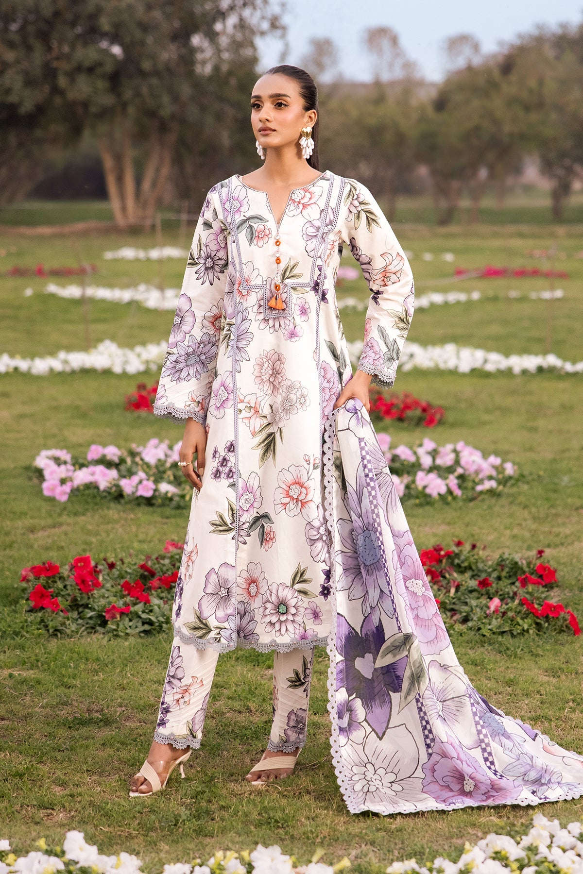 AF-PL-6024-TUBEROSE | 3PC Unstitched Lawn Digital Print Sheen By Alizeh