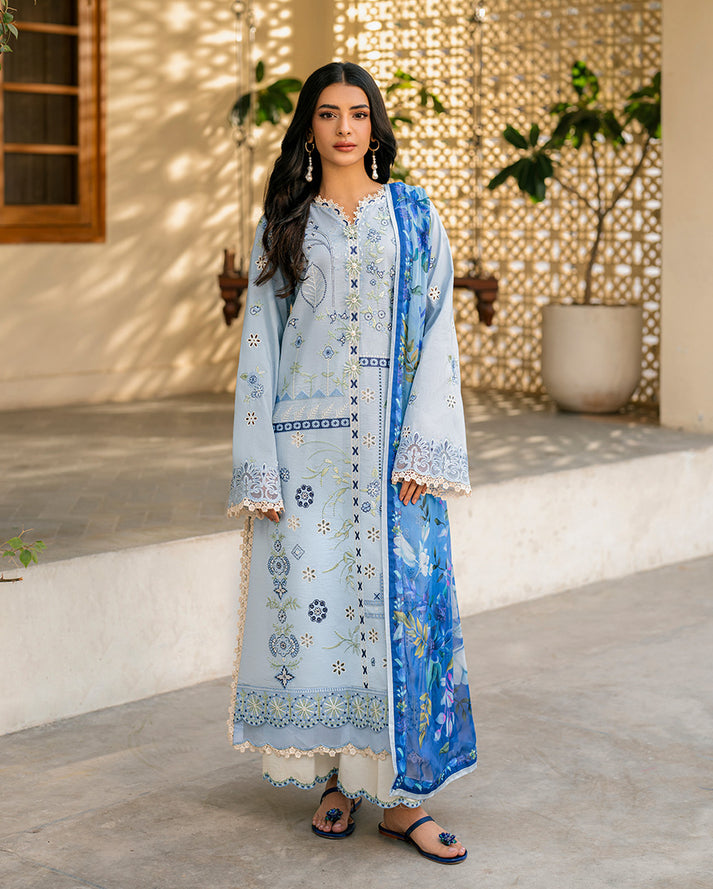 3-PC Unstitched Embroidered Lawn Aashiyana By Roheenaz | RNZ-07B