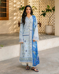 3-PC Unstitched Embroidered Lawn Aashiyana By Roheenaz | RNZ-07B