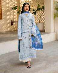 3-PC Unstitched Embroidered Lawn Aashiyana By Roheenaz | RNZ-07B