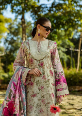ELK-06B ROSES & WHITES | 3Pc Unstitched Suit Lawn Collection Prints Chikankari By Elaf Premium