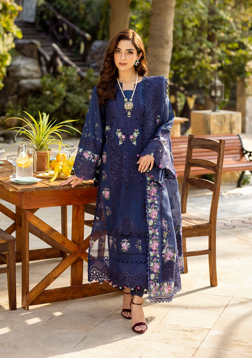 Unstitched 3-PC Embroidered Luxury Lawn By Elaf | ELM-06 NEELAM