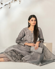 3-PC Semi-Stitched Embroidered Organza Ishq By Tawakkal Fabrics | D-5134