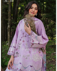 3-PC Unstitched Embroidered Lawn Silent Pine Tale By Afsanah | AL-104