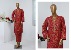 13 - 2PC Stitched basic lawn Gold print By Bin Saeed