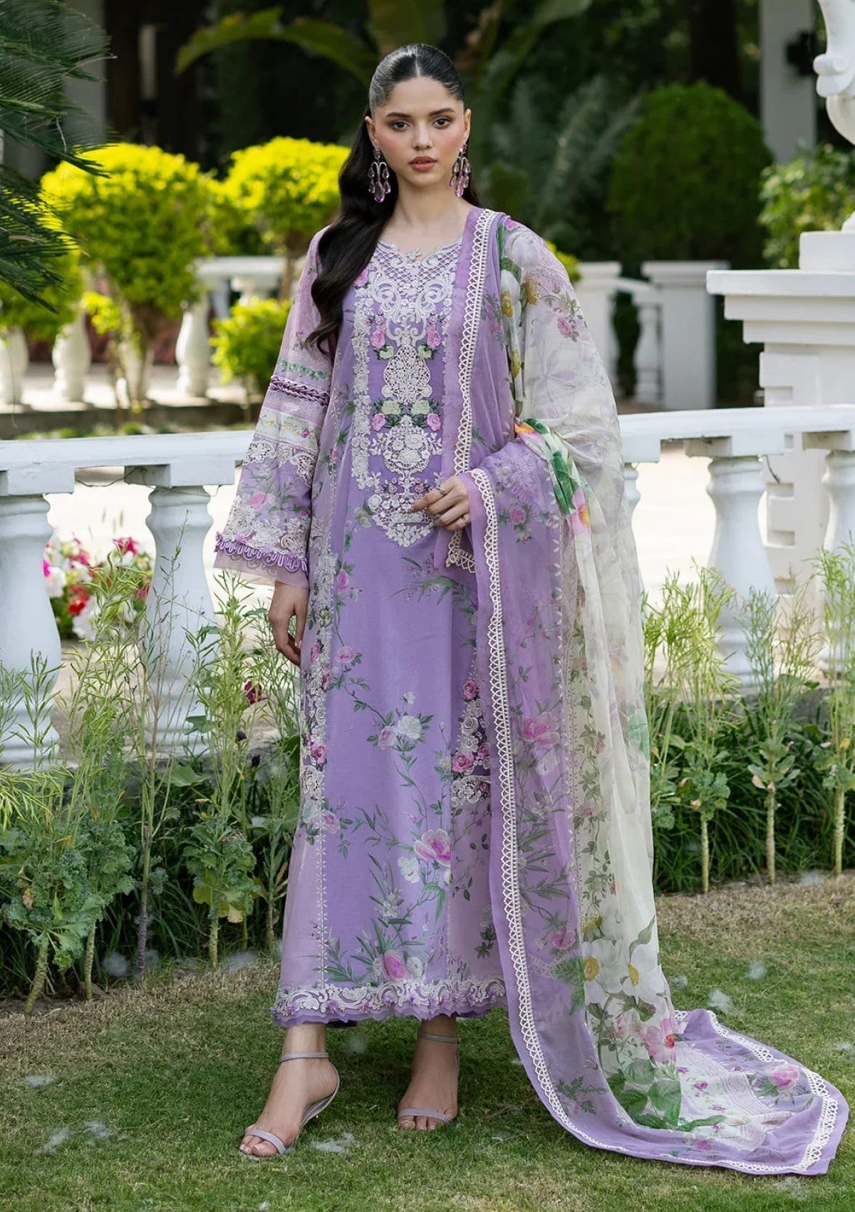 3-PC Unstitched Digital Printed Lawn Signature By Elaf | BIANCA