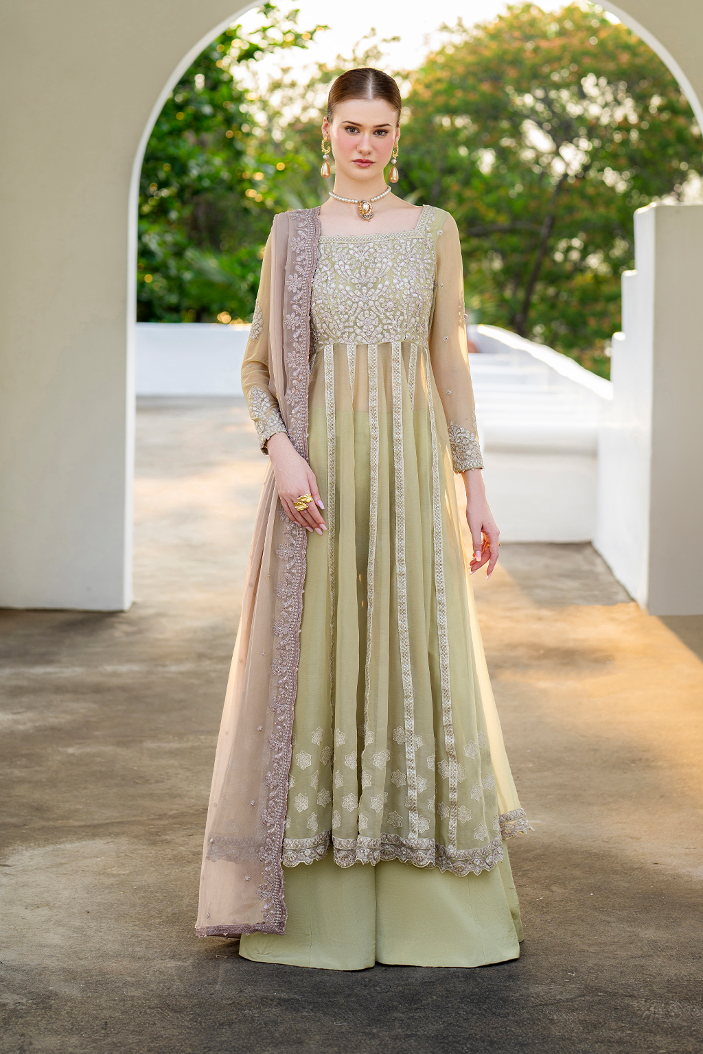 3-PC Unstitched Embroidered Net Chinon Chiffon By Iznik | CC-68