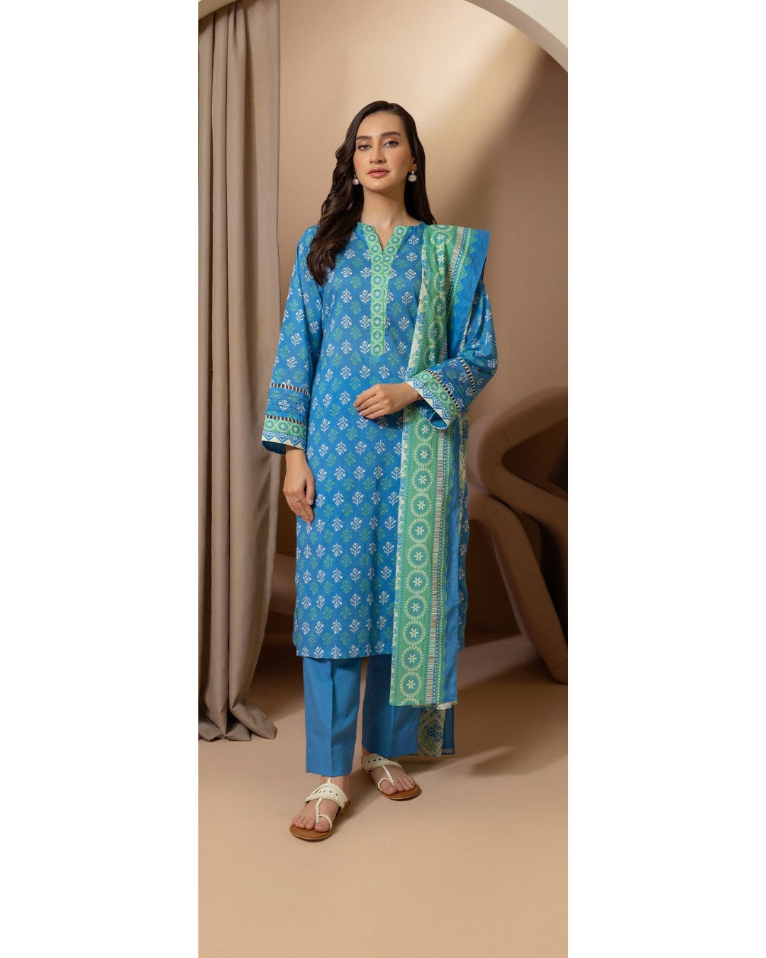 3-PC unstitched Printed Lawn By Zellbury | 0184