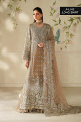 3-PC Unstiched Embroidered Net By Baroque | CH14-08