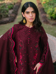 154 - B | 3 Pc Unstitched Suit Karandi Emb Winter Collection Gulabi Baagh By Binilyas