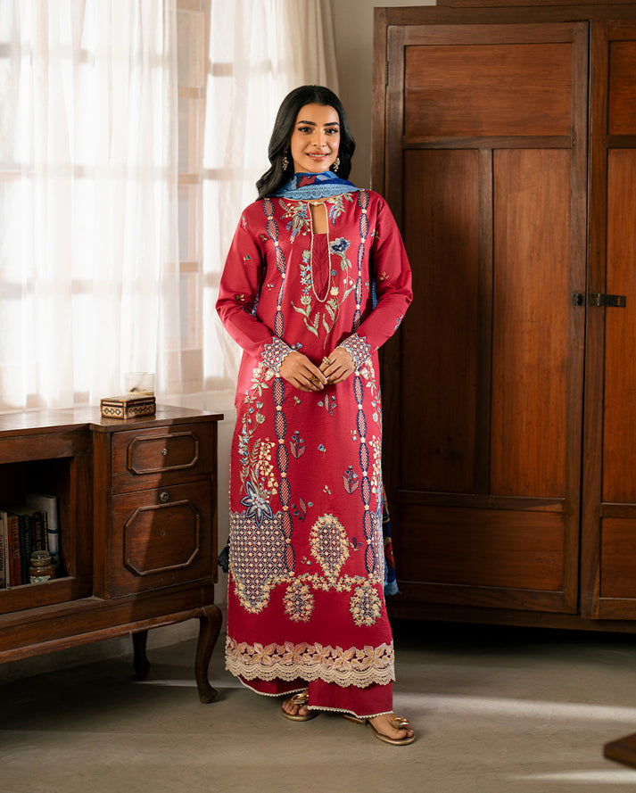 3-PC Unstitched Embroidered Lawn Aashiyana By Roheenaz | RNZ-01B