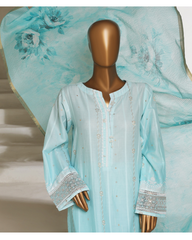 3-PC Stitched Embroidered Digital Printed lawn By Hztextiles | PSJ-031