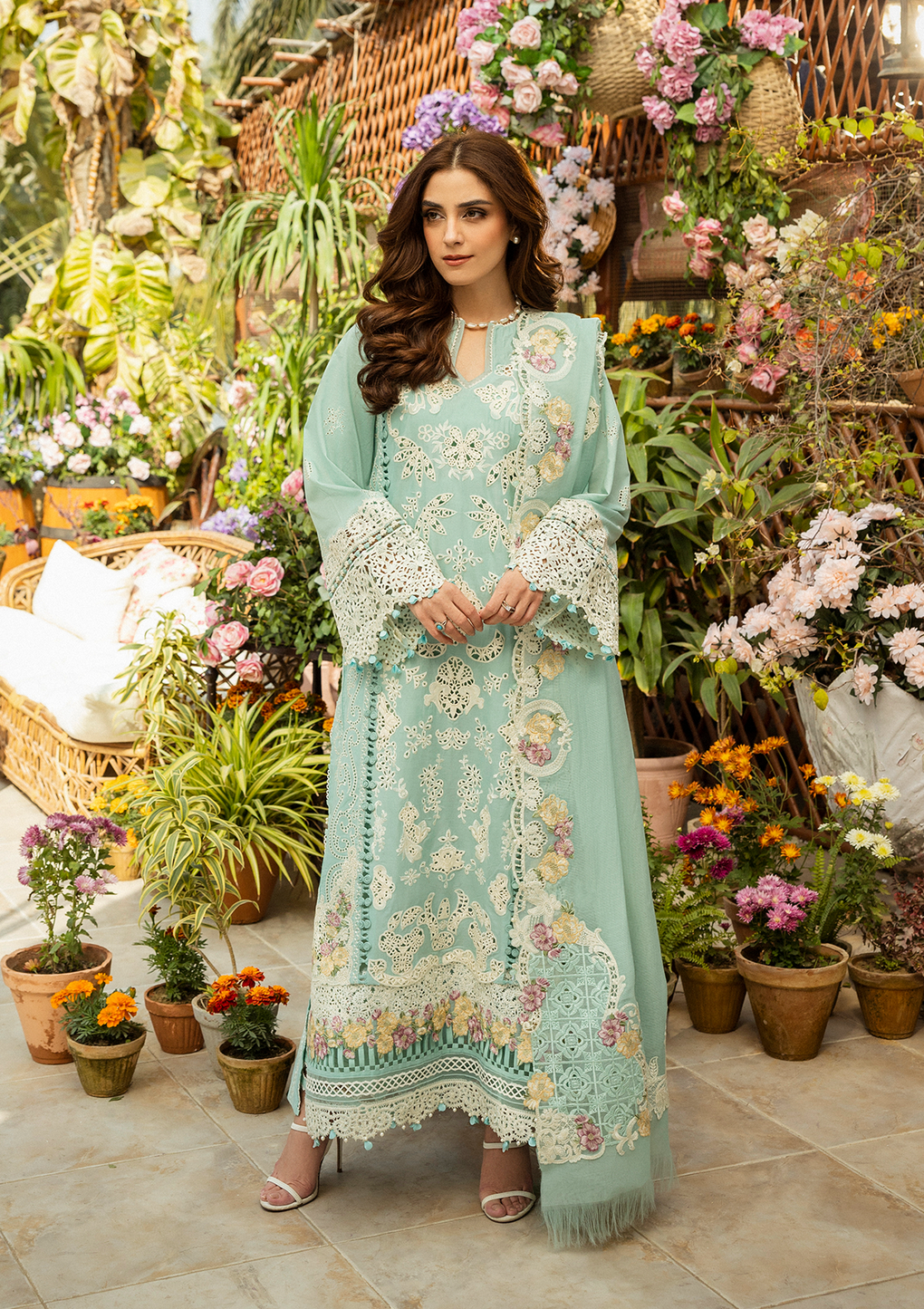 Unstitched 3-PC Embroidered Luxury Lawn By Elaf | ELM-7A ZARAFSHAN