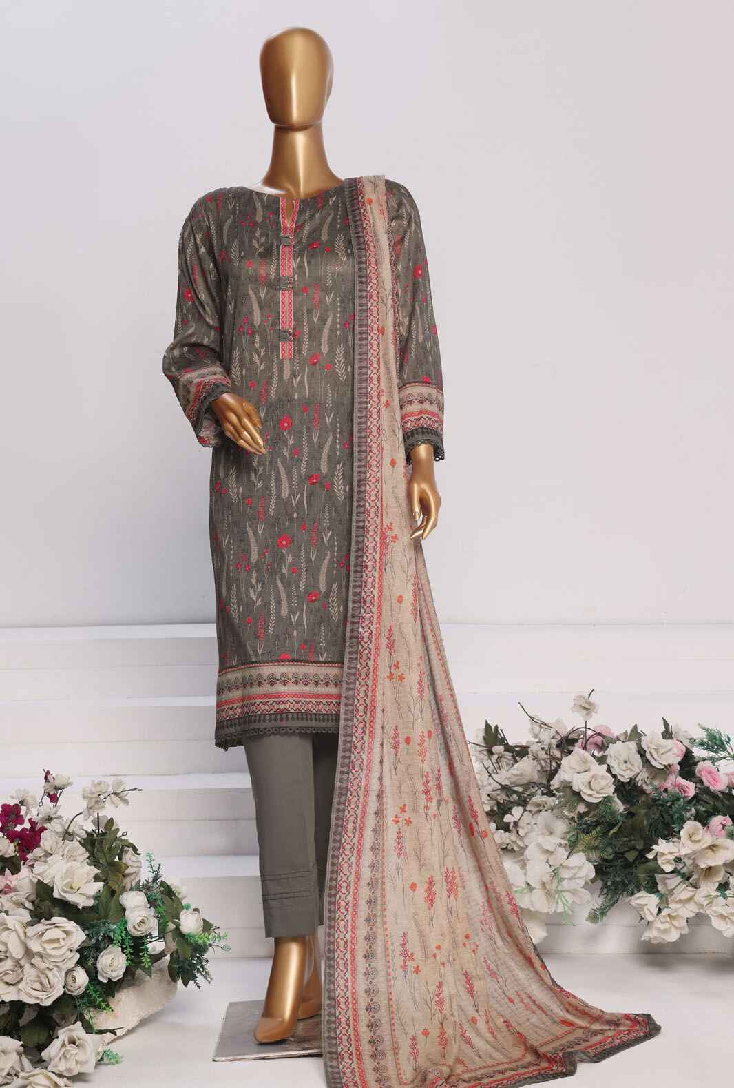 PPC-168 | 3PC Unstitched Suit Digital Printed Lawn Platinum By Hz Textiles