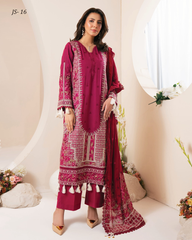 3-PC Unstitched Embroidered Swiss Voil By Johra | JS - 16