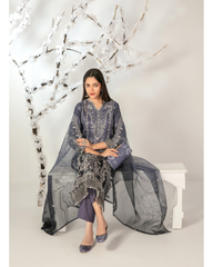 3-PC Semi-Stitched Embroidered Organza Ishq By Tawakkal Fabrics | D-5136