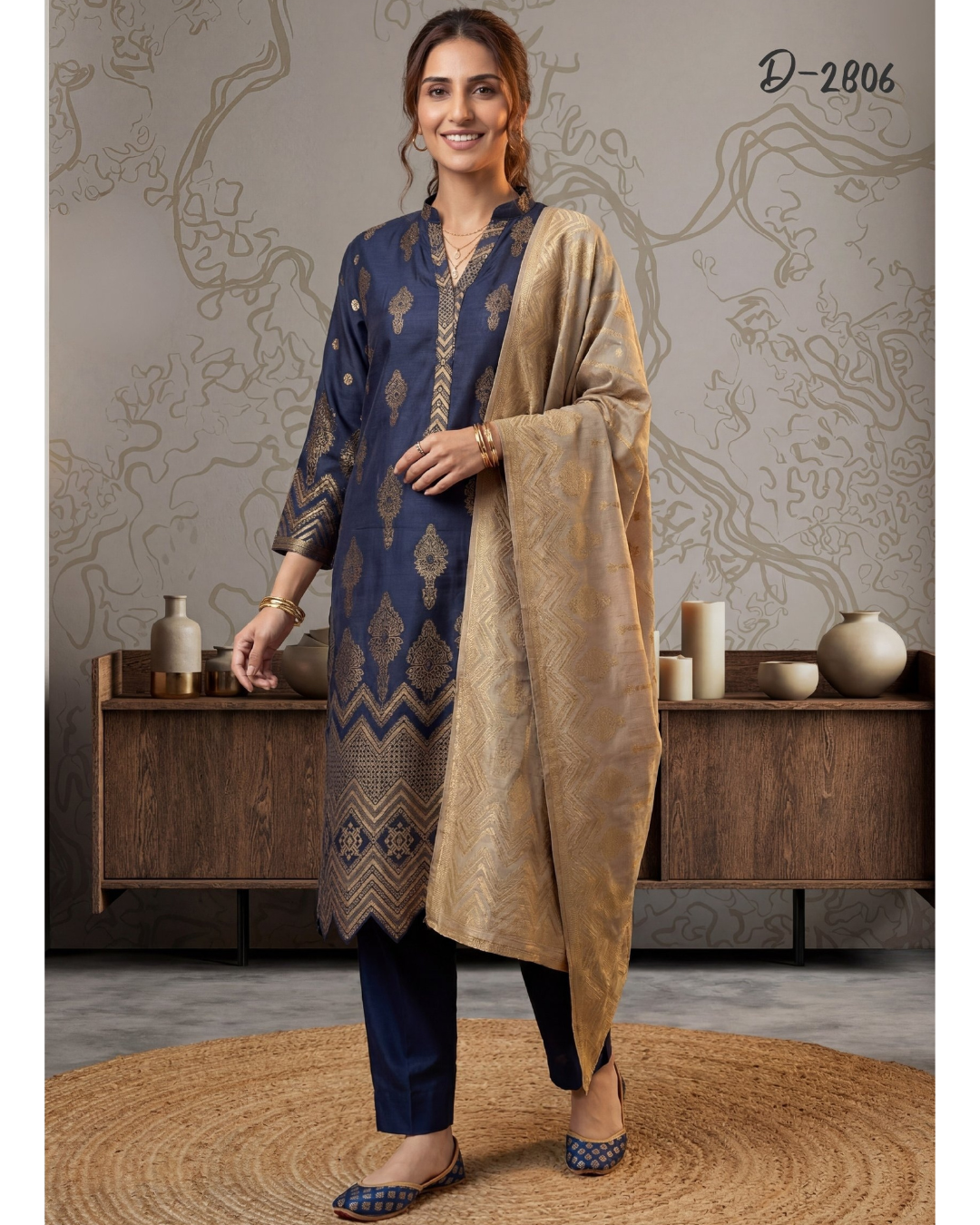 3-PC Unstitched Lawn Broshia Banarsi Mashaim By Tawakkal Fabrics | D-2806