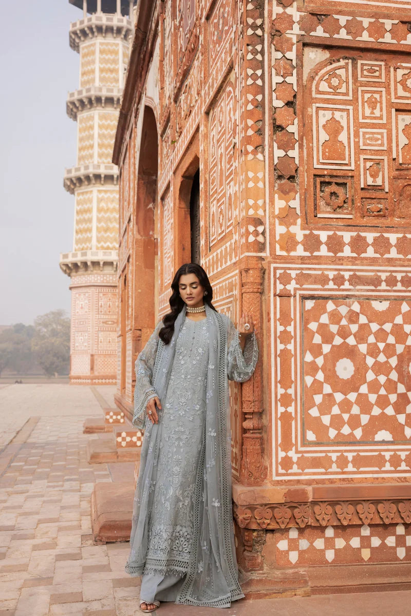 D-05 Ashen | 3PC Unstitched Suit Luxury Chiffon Dilkash By Lavish Premium