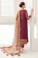 3-PC Unstitched Embroidered Chiffon Chantelle By Baroque | CH11-02