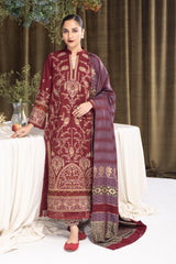 JH-945 | 3 Pc Unstitched Suit Embroidered Winter Collection Aroosh By Johra
