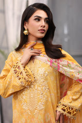 3-PC Charizma Combination Lawn Shirt with Printed Chiffon Dupatta CCS4-07