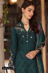 3-PC Unstitched Schiffli Embroidered Lawn Noor By saadia Asad | D5- Teal