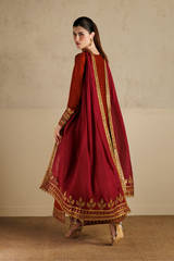 3Pc Suit – Dyed Ramen Silk Unstitched with Pure Silk Dupatta By Iznik