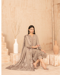 3-PC Unstitched Embroidered Grip Shawl Nisrine By Tawakkal Fabrics | D-4982
