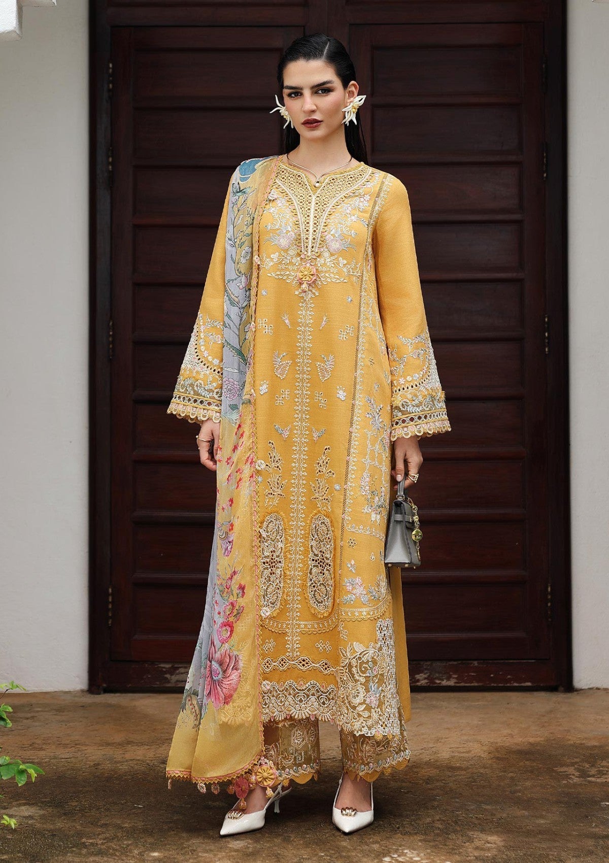 3-PC Unstitched Linen Embroidered Qline By Qalamkar | GLEAM