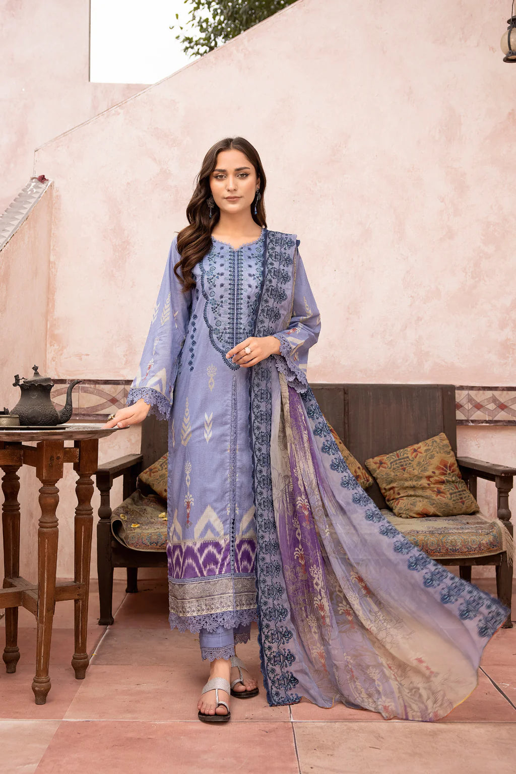 Ht Mehtab MT-495 | 3PC Unstitched Embroidered Printed Lawn Mehtab By Johra ...