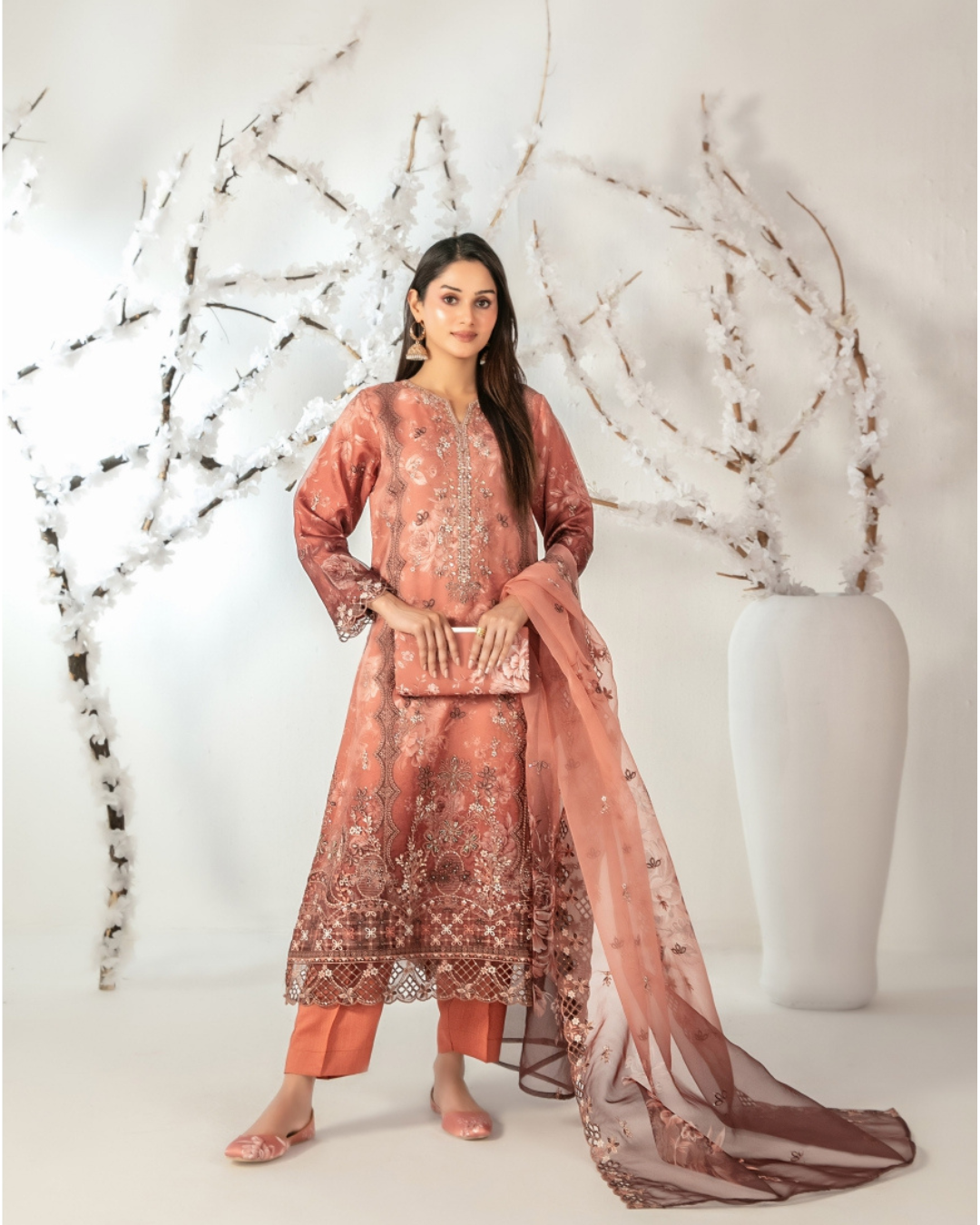 3-PC Semi-Stitched Embroidered Organza Ishq By Tawakkal Fabrics | D-5135