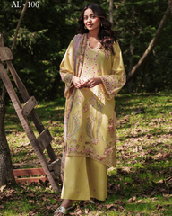 3-PC Unstitched Embroidered Lawn Silent Pine Tale By Afsanah | AL-106