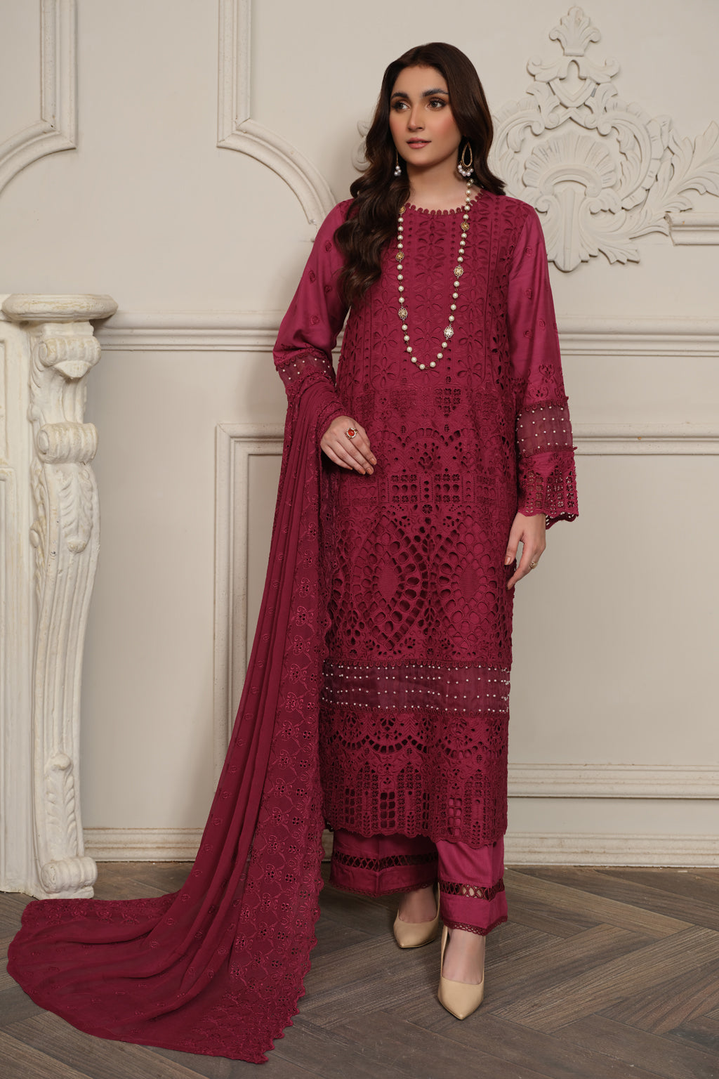JH-47 | 4 Pc Unstitched Suit Winter Chickenri Viscose Zareen By Johra