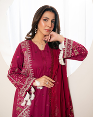 3-PC Unstitched Embroidered Swiss Voil By Johra | JS - 16
