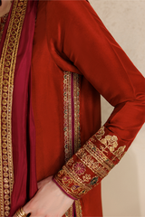 3Pc Suit – Dyed Ramen Silk Unstitched with Pure Silk Dupatta By Iznik