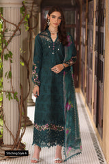 3-PC Unstitched Schiffli Embroidered Lawn Noor By saadia Asad | D5- Teal