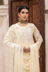 AZ-218 | 4PC Unstitched Suit Embroidered Chikankari Lawn Azal By Johra