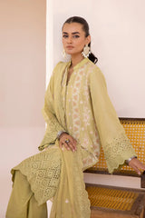 IR-599 | 3PC Unstitched Suit Embroidered Chikankari Lawn Izar By Johra