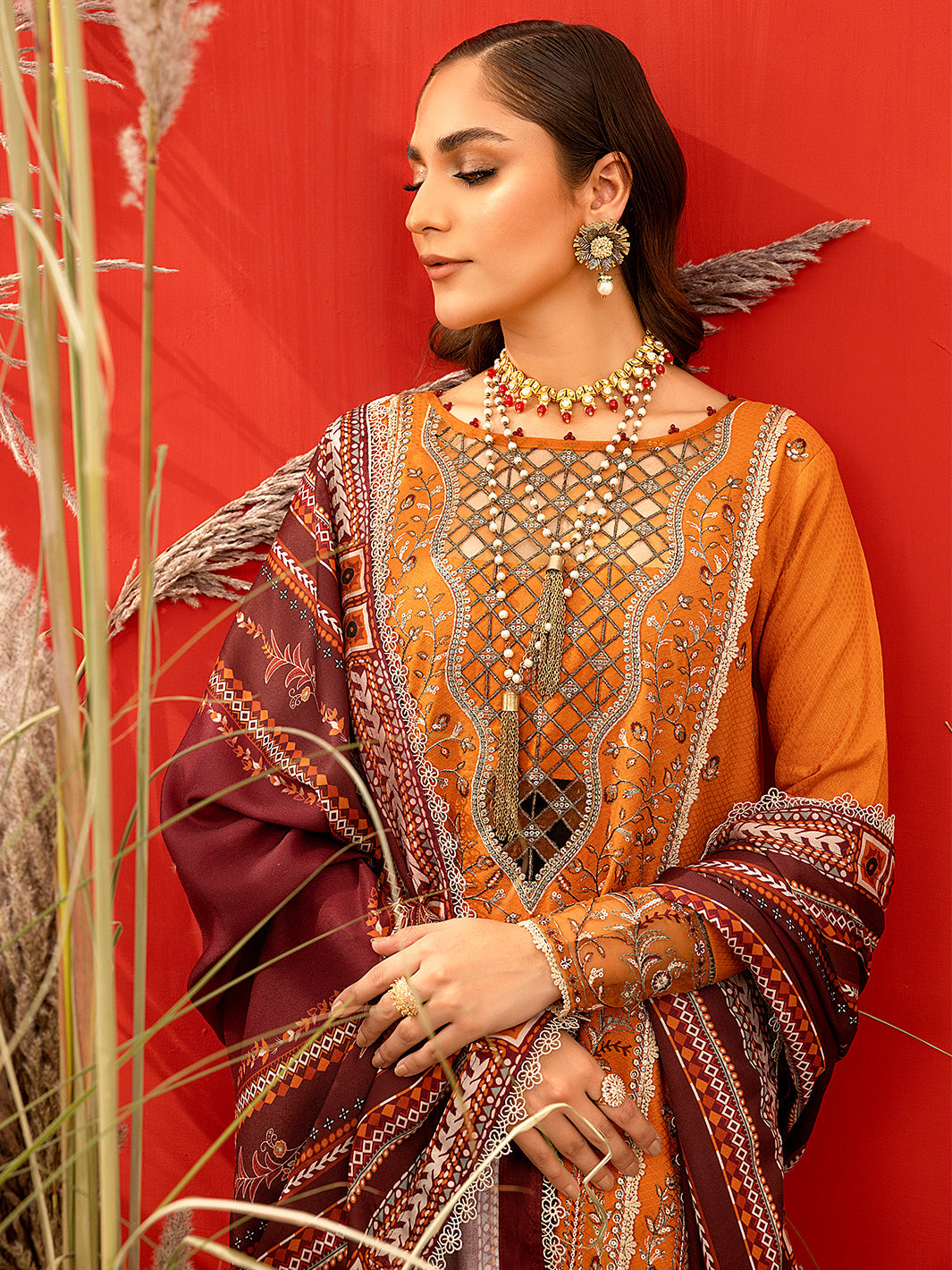 3-PC Unstitched Dobbi Embroidered Fasana By Binilyas| 1937 - B