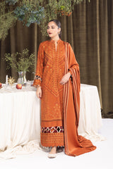 JH-937 | 3 Pc Unstitched Suit Embroidered Winter Collection Mahnur By Johra