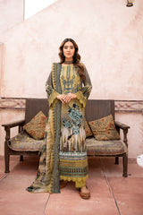 MT-496 | 3PC Unstitched Embroidered Printed Lawn Mehtab By Johra